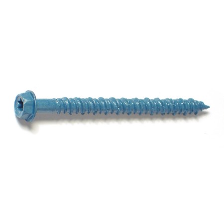 TORQUEMASTER Masonry Screw, 3/16" Dia., Hex, 2 1/4 in L, Steel Blue Ruspert, 100 PK 51208